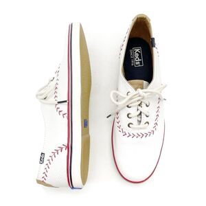 Keds Champion Pennant Leather Baseball Sneakers White Red Blue Size 8.5
